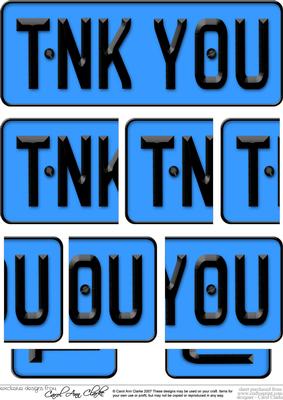 Thank You Novelty Number Plate with Side Stacker