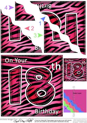 Funky Fun Zebra Print 18th Birthday Wavy Corner Side Stacker