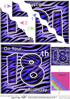 Funky Fun Zebra Print 18th Birthday Wavy Corner Side Stacker