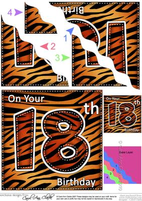 Funky Fun Zebra Print 18th Birthday Wavy Corner Side Stacker