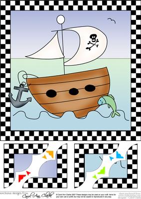 8 x 8 Pirates Ahoy Scalloped Corner Topper
