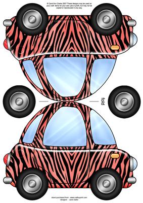 Funky Car Zebra Striped Shaped Card