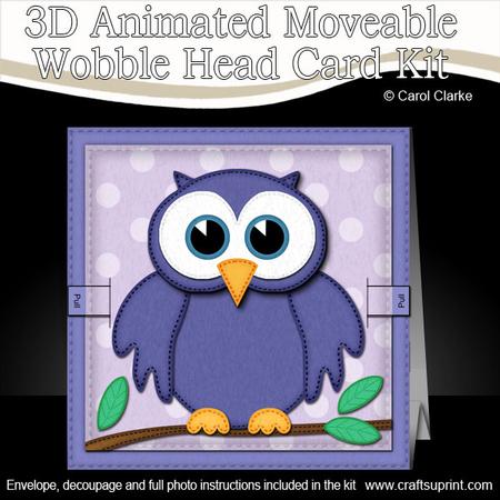3D Owl Animated Moveable Wobble Head Card Kit