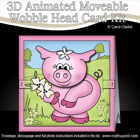 3D Miss Piggywig Animated Moveable Wobble Head Card Kit