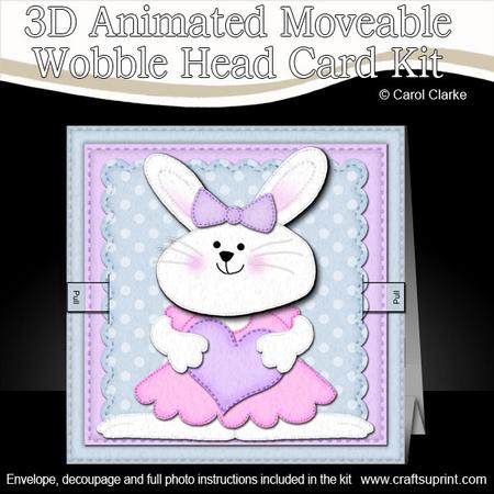 3D Little Bunny Animated Moveable Wobble Head Card Kit