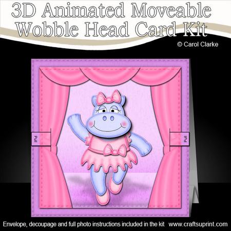 3D Hilda Hippo Animated Moveable Wobble Head Card Kit