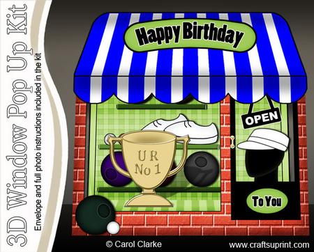 3D the Little Bowls Shop Window Pop Up Card and Decoupage