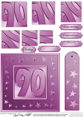 90th Bright Metallic Age Quick Card with Twisted Pyramage