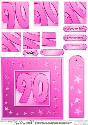 90th Bright Metallic Age Quick Card with Twisted Pyramage