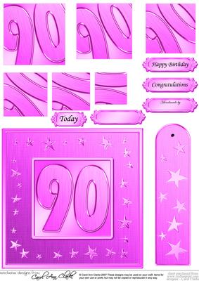 90th Bright Metallic Age Quick Card with Twisted Pyramage