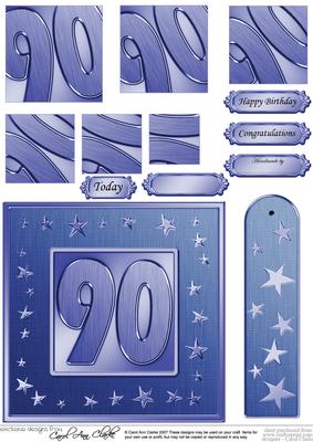 90th Bright Metallic Age Quick Card with Twisted Pyramage