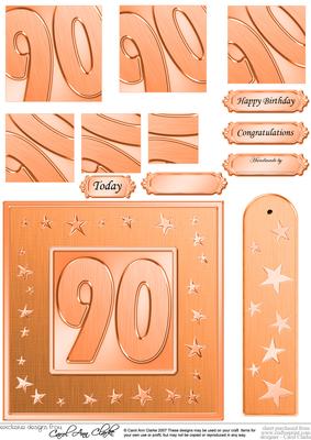 90th Bright Metallic Age Quick Card with Twisted Pyramage