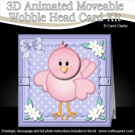 3D Little Birdie Animated Moveable Wobble Head Card Kit