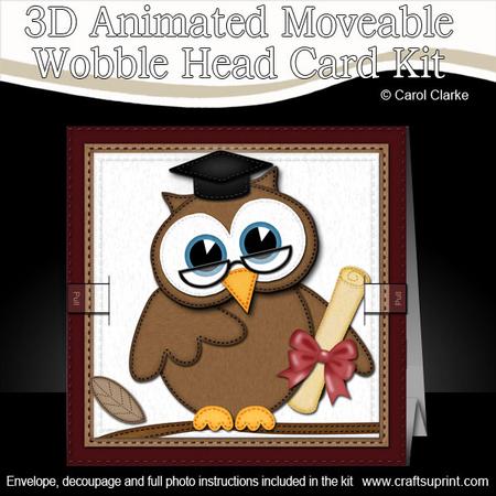 3D Wise Owl Animated Moveable Wobble Head Card Kit