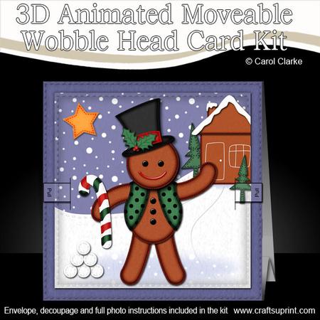 3D Xmas Gingerbread Man Animated Moveable Wobble Head Kit