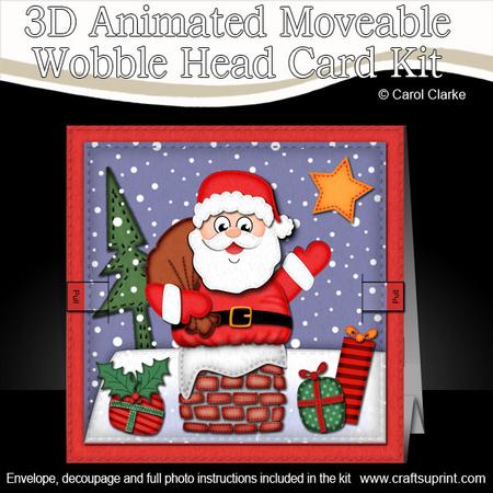 3D Santa Got Stuck Animated Moveable Wobble Head Card Kit
