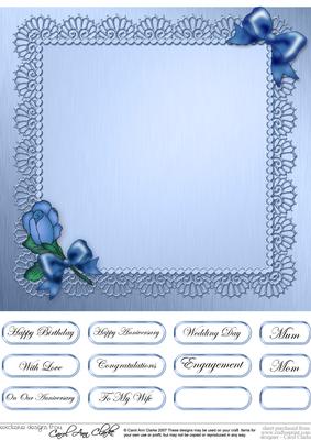 Roses and Metallic Lace Matching 8 x 8 Insert Panel and Gree