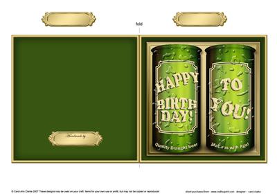 Happy Birthday To You Beer Cans Cut and Fold Card