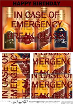 A5 Whisky Emergency Fun Novelty Pyramage Topper