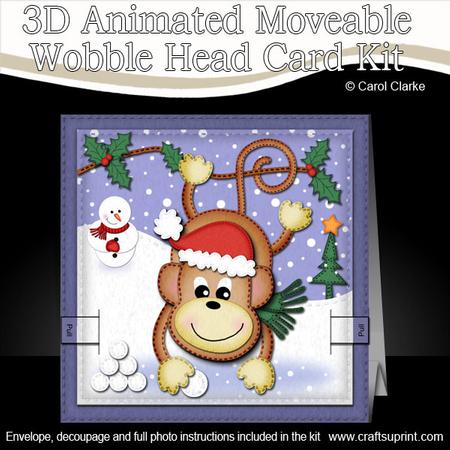 3D Chunky Monkey Xmas Animated Moveable Wobble Head Card Kit