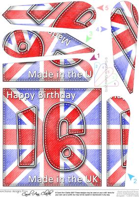 Flying the Flag Uk 16th Birthday Fan Pyramage Topper