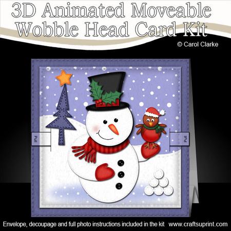 3D Xmas Snowman Animated Moveable Wobble Head Card Kit