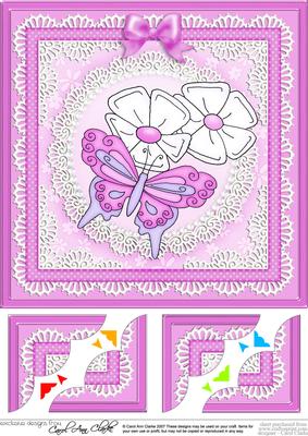 8 x 8 Fluttery Butterfly Scalloped Corner Topper