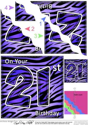 Funky Fun Zebra Print 21st Birthday Wavy Corner Side Stacker