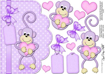 A5 Chunky Monkey Felties Scalloped Edge N 3D Decoupage