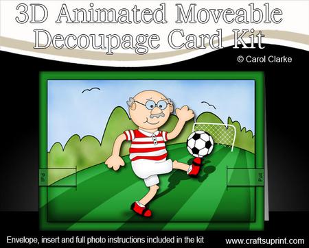 3D Football Man Animated Moveable Decoupage Card Kit