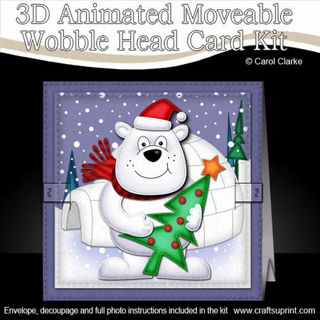 3D Ben Polar Bear Xmas Animated Moveable Wobble Head Card Ki