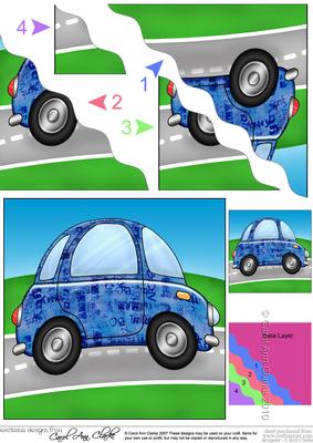 Funky Car with Graffiti Wavy Corner side stacker Topper