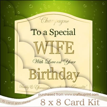 8x8 Wife Birthday Champers Label Kit with Scalloped Corner