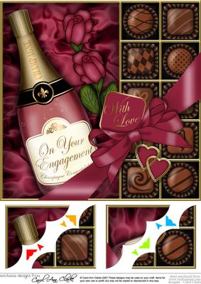 8 x 8 Engagement Champers Chocs N Roses Scalloped Corner