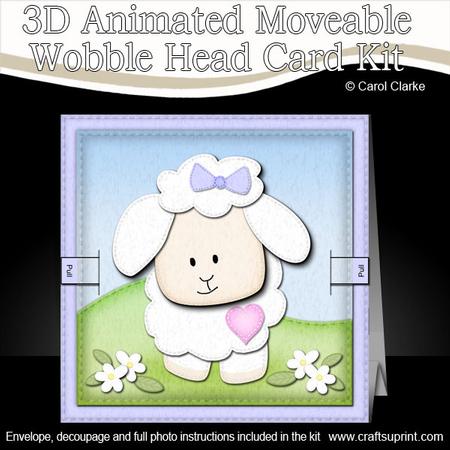 3D Little Lamb Animated Moveable Wobble Head Card Kit