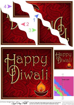 Diwali Festival of Lights Wavy Corner Side Stacker Topper
