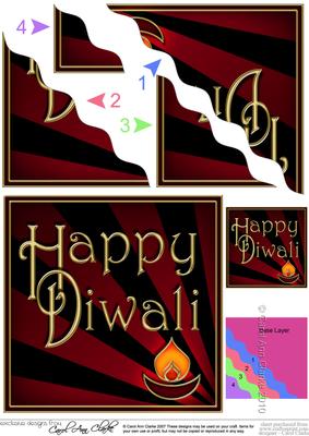 Diwali Festival of Lights Wavy Corner Side Stacker Topper