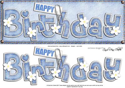 Large Dl Happy Birthday Denim N Daisies Quick Card Decoupage