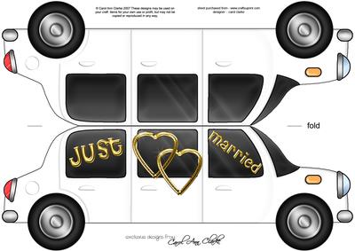 Large Dl Just Married Stretch Limo Shaped Card