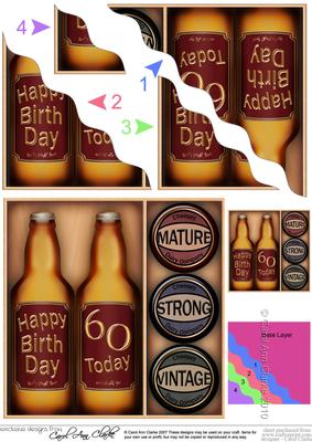 60th Birthday Beer Gift Set Wavy Corner Side Stacker Topper