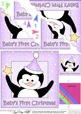 Baby's First Xmas Penguin Scallop Corner Side Stacker
