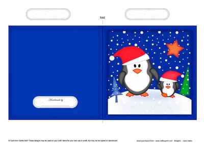 Cute Christmas Penguin Felties Cut and Fold Card