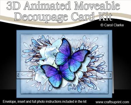 3D Butterfly N Flowers Animated Moveable Decoupage Card Kit