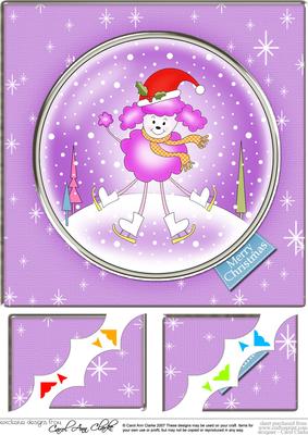 8 x 8 Cute Xmas Poodle Scalloped Corner Topper