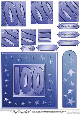 100th Bright Metallic Age Quick Card with Twisted Pyramage