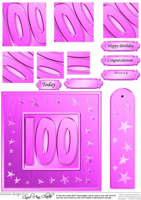 100th Bright Metallic Age Quick Card with Twisted Pyramage