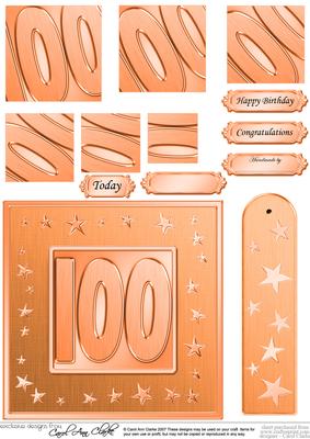 100th Bright Metallic Age Quick Card with Twisted Pyramage