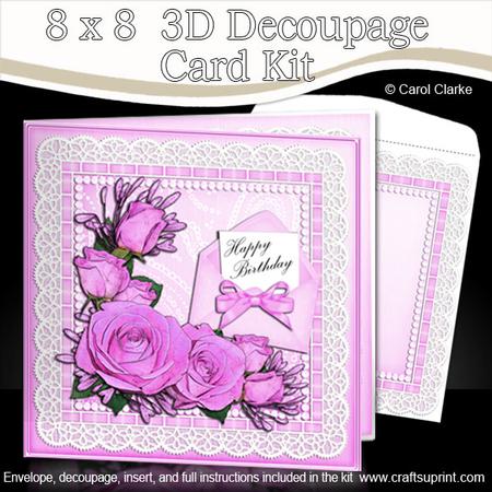 8 x 8 Roses Lace N Pearls Kit with 3D Decoupage