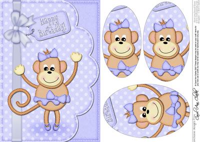 A5 Tu Tu Monkey Oval Pyramage Topper
