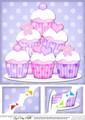 8 x 8 Cupcakes Felties Scalloped Corner Topper